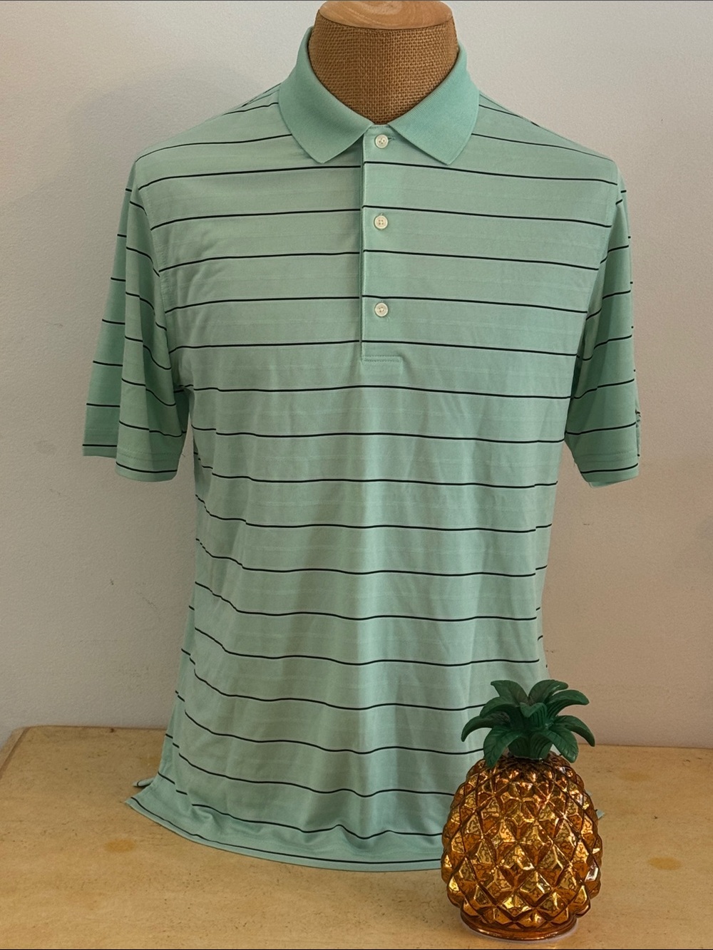 Greg Norman Collection Mint Green Stripe Polo
